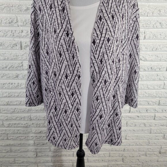 Alfred Dunner Womens Top 2X Plus 3/4 Sleeve Purple Diamonds GEO227E - Picture 4 of 9